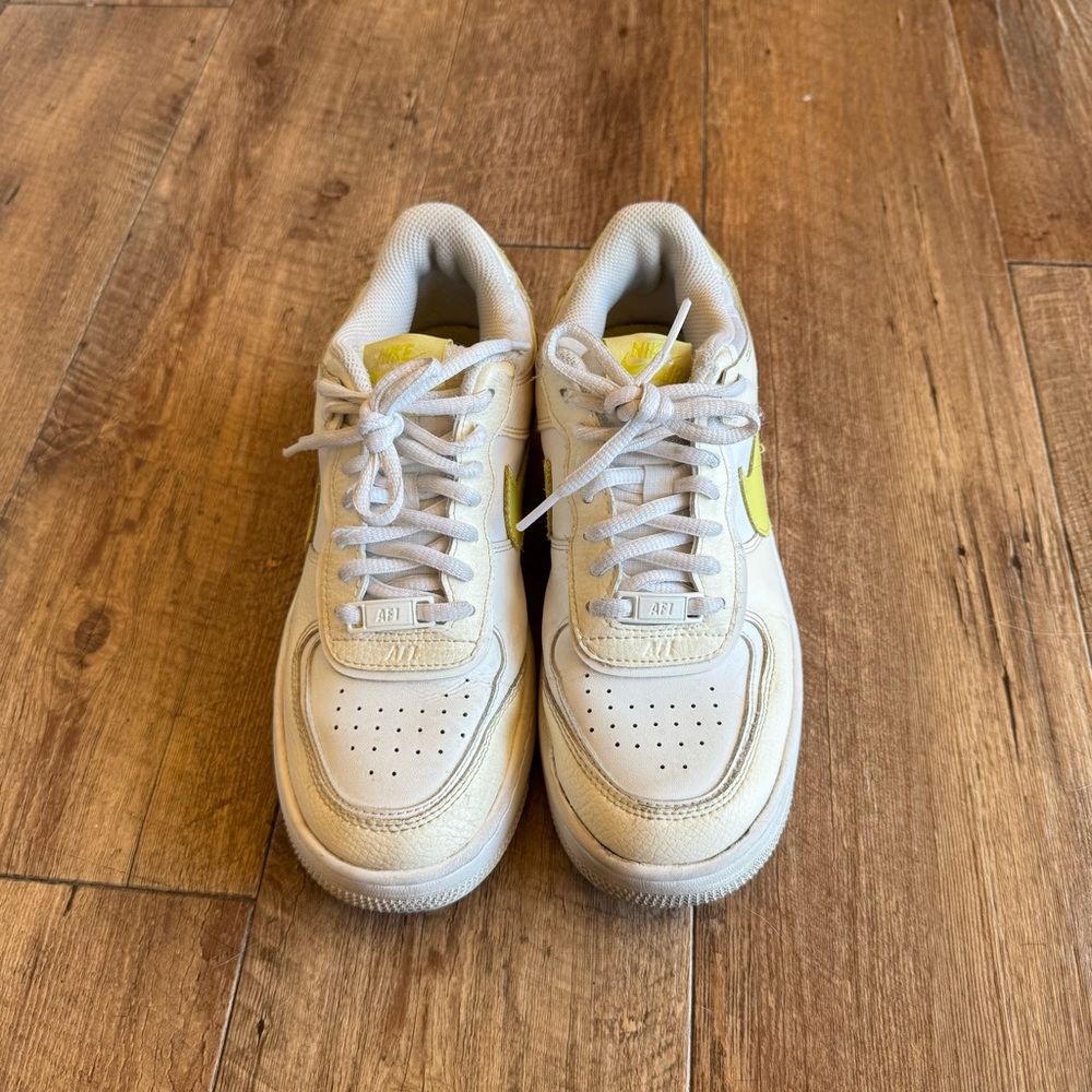 Nike Air Force 1 low shadow pale ivory light zitron sneakers size 6.5 - Picture 3 of 9
